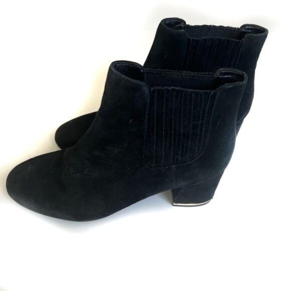 Kenneth Cole Black Velvet Gold Detail Heal Ankle Boots - 7.5 - Picture 1 of 8